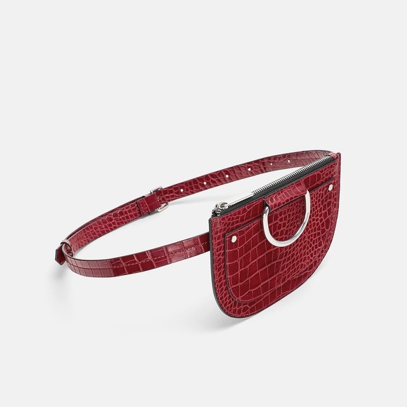 Zara Handbags - [SOLD]NWT Zara Red Embossed Ring Belt Bag